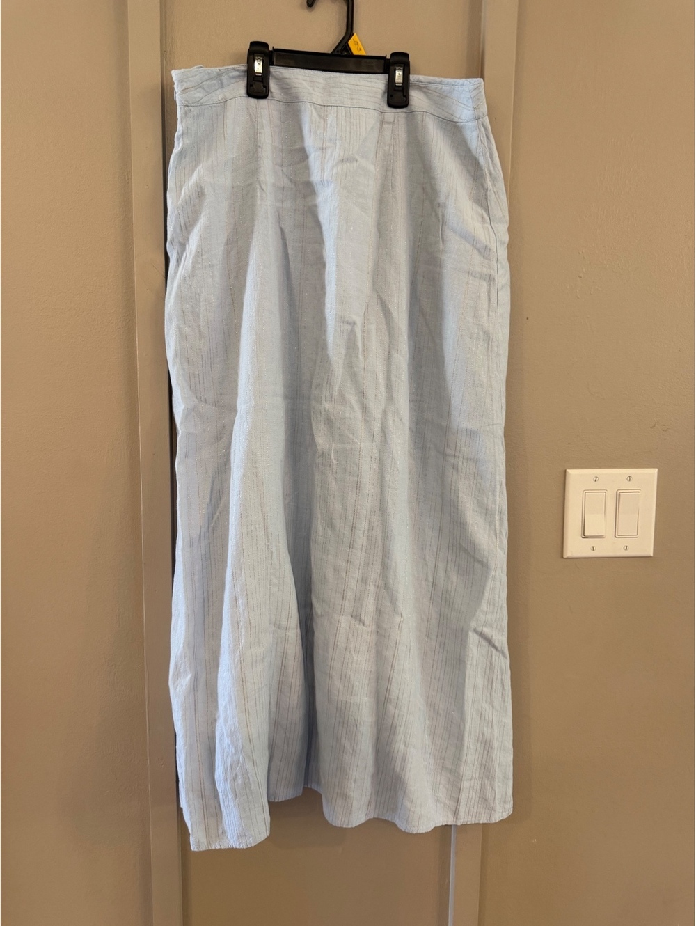 Talbots Linen Light Blue with silver Stripes Skirt SZ 10
